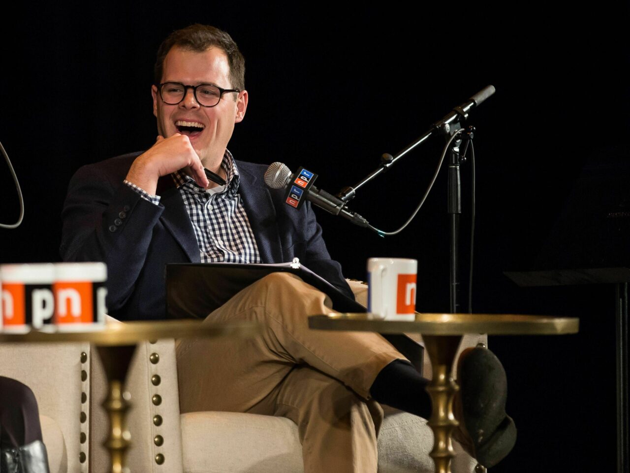 Scott Detrow at a live-taping of the NPR Politics Podcast