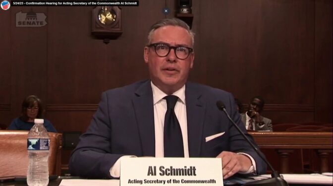Al Schmidt, acting secretary of the commonwealth, during his nomination hearing on May 23, 2023.