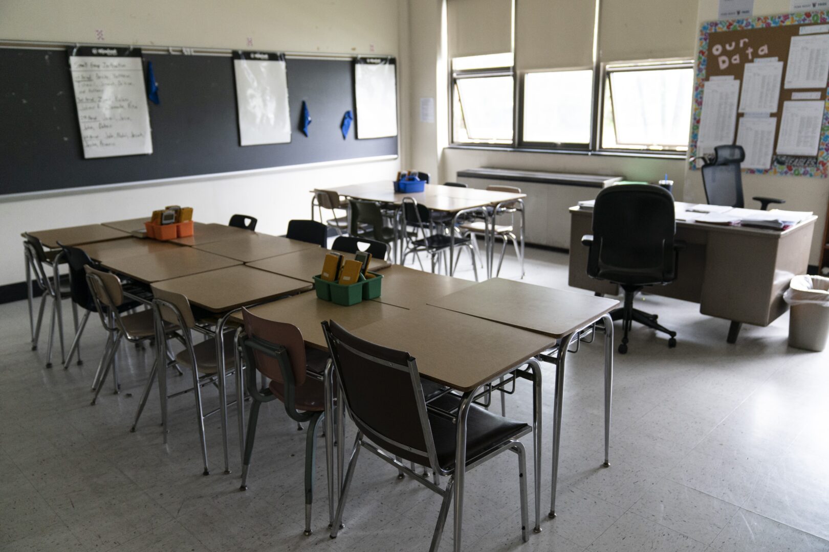 Shown is a class room at Penn Wood High School in Lansdowne, Pa., Wednesday, May 3, 2023. 