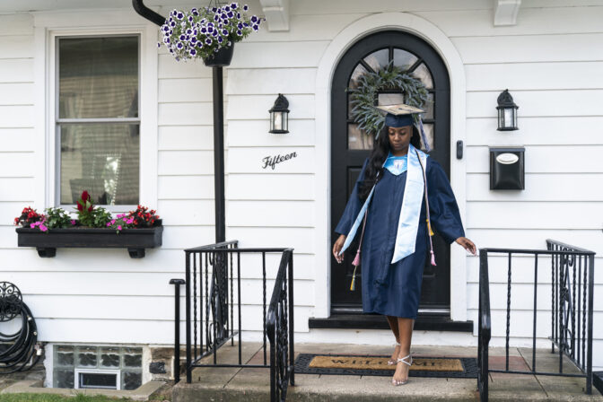 Nylla Miller departs for her high school graduation ceremony from her home in Aldan, Pa., Thursday, June 15, 2023.