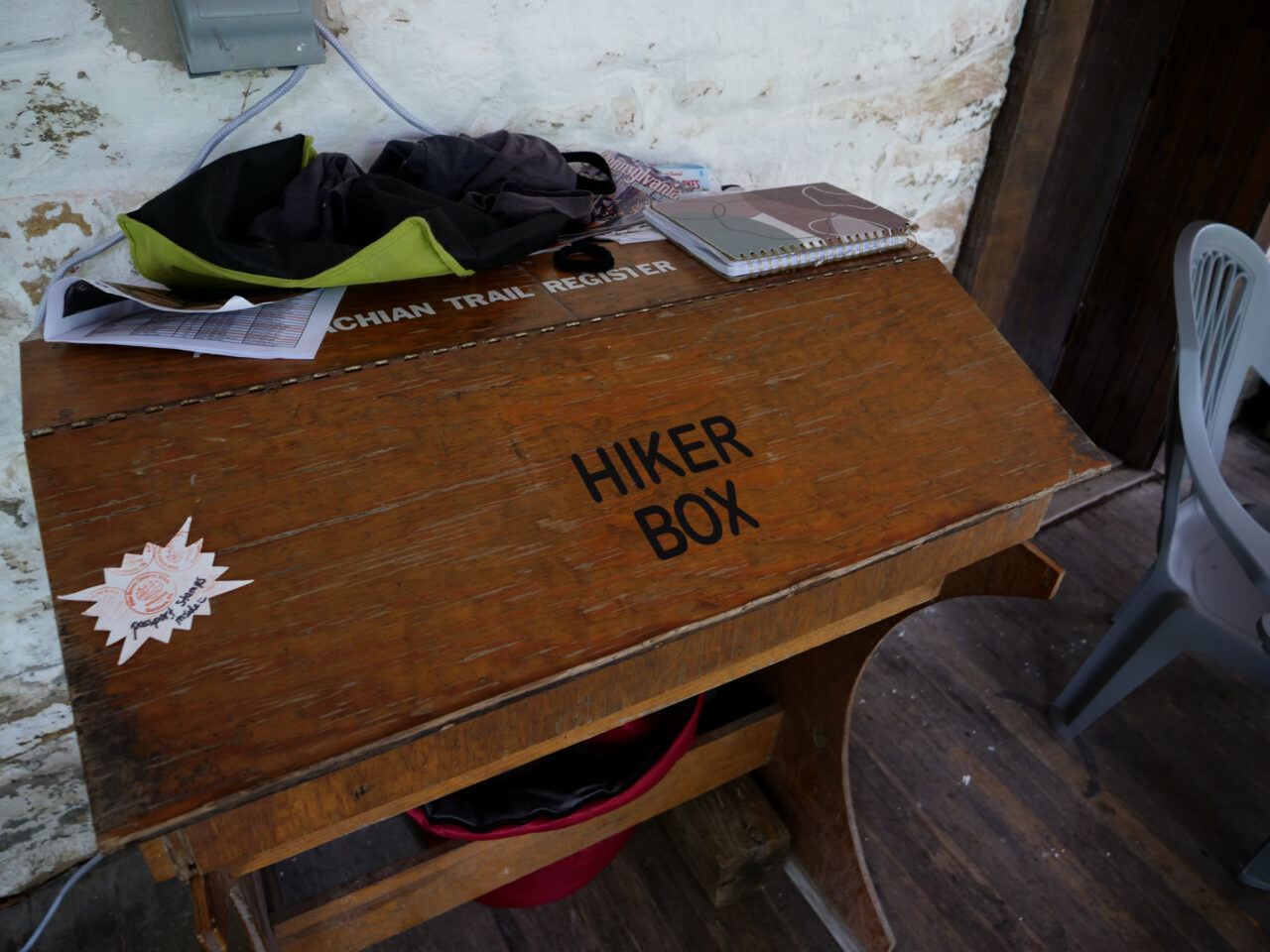 A hiker box with useful items at the Pine Grove Furnace store on Tuesday, July 18, 2023. (