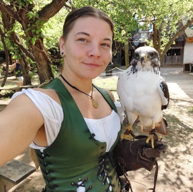 Cryss Stacey, who grew up in Lititz, is the Renaissance Faire's first female falconer. 