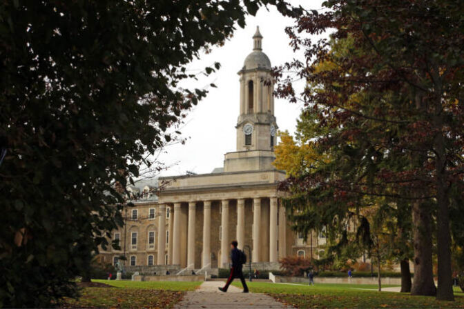 This is Old Main on the Penn State University main campus in State College, Pa.Thursday, Nov. 9, 2017. (AP Photo/Gene J. Puskar)