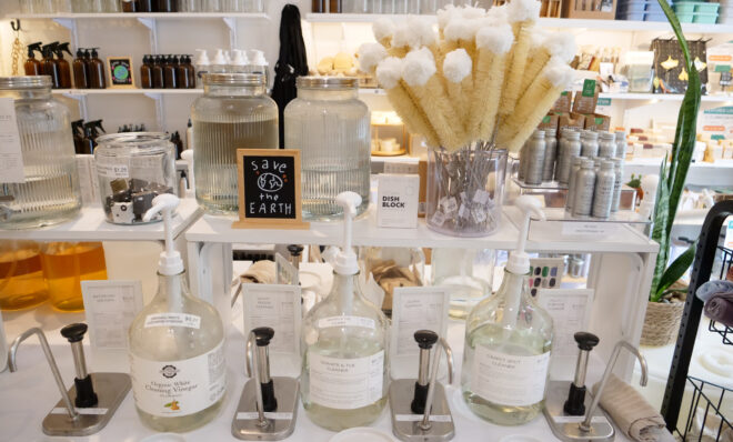 Refillism in York is an eco-friendly store that allows customers to refill their own bottles with a variety of products such as soap, body wash and shampoo. Jeremy Long - WITF News