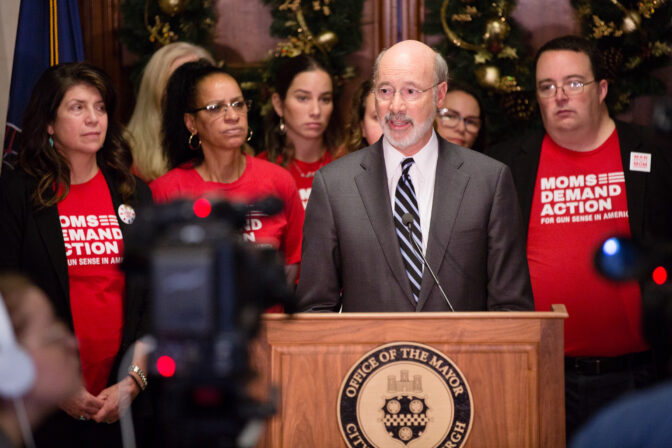 Gov. Tom Wolf joined Pittsburgh officials in December 2018 to call for stricter gun laws in the wake of the Tree of Life massacre.