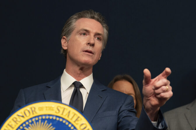 FILE - California Gov. Gavin Newsom answers questions during a news conference, Sept, 26, 2023, in Sacramento, Calif. Newsom signed off on two proposals Thursday, Oct. 12, to transform the state's mental health system and address the state's worsening homelessness crisis, putting them both before voters in 2024.