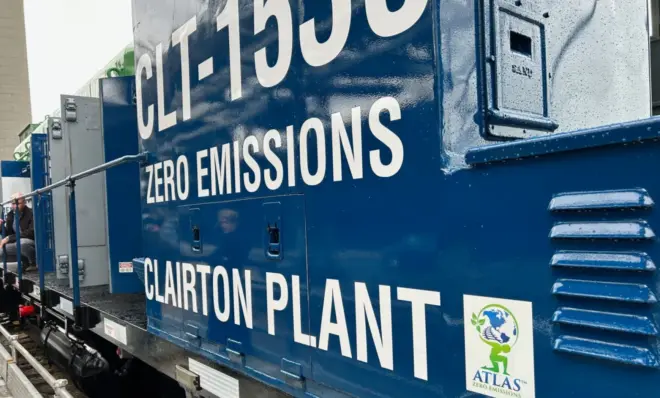 The two new electric locomotives will save 40,000 gallons of diesel fuel a year and emit no CO2. 
