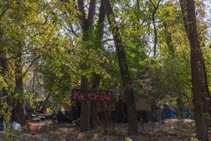 Encampment along the Schuylkill River in Pottstown, Pa.