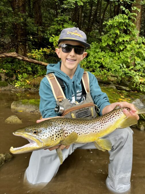 Bobby loved the clinic and decided after it was over that he wanted to try out for the team. It didn’t hurt that the team’s coach is fairly local. Head coach Josh Miller hails from western Pennsylvania, where he is a professional fishing guide. Miller took Bobby fishing on Yellow Creek in Bedford County recently, were Bobby caught a hefty, 22-inch brown trout. “Josh said it’s the biggest brown trout he’s ever seen come out of that creek,” Bobby said. With a summer of solid practice under his belt, Bobby headed to the 2023 US Youth Fly Fishing National Championships in Paradise Valey, Montana, in October. For the competition, each angler fished special sections of water at specific times of days in what’s called “sessions.” The goal, obviously, is to catch the most fish, but since certain waters and certain times of day can be better for fishing than others, anglers are only competing against the other anglers fishing the same sessions as them. Bobby finished fifth in his first session, eighth in his second and first in his third. That was good enough for him to place sixth among the 16 competitors. But he was among the top four non-team members who were competing for open spots on the team. Bobby Brandt hefts a giant brown trout he caught this summer on Yellow Creek in Bedford County. And he’ll have to do a lot of work on his own to improve his skills. “Because the kids are from all over the country, a lot of it is up to him as an individual to get better,” Kathryn said. So lots of time spent fishing? Bobby has no problem with that. “I want to learn as much as possible so I can keep getting better,” he said. “My goal is to be on the team that goes to the Czech Republic for worlds next summer.” Outside of competitive fishing, Bobby has started a bucket list of places where he’d like to fish. He’s planning to fish in Alaska in the near future with Herr. And then he’s got New Zealand and Iceland to get to eventually. Until then, count on seeing a lot of Bobby Brandt on Lititz Run in the Millport Conservancy. “I can’t get enough of it,” he said.