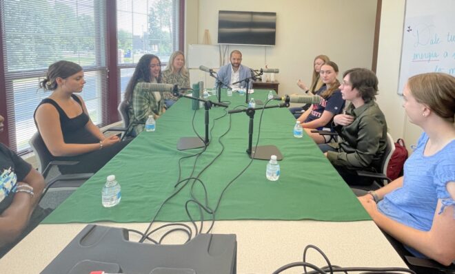 Shippensburg University students participate in a Climate Solutions listening session on campus Sept. 21.