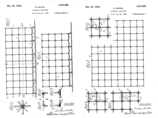 Hinton's plans for the jungle gym, as outlined in his patent application.