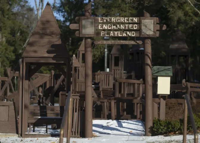 The Evergreen Enchanted Playland was built by Kane volunteers in 1988.