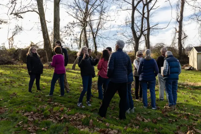 Nearby residents gathered to talk about their concerns for a proposed campsite in the year-old Big Elk Creek State Park. (Kimberly Paynter/WHYYY)