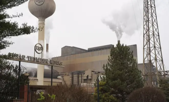 U.S. Steel's Edgar Thomson Works in Braddock, Pa., on Dec. 18, 2023, the day the storied American company announced plans to be acquired by Japan-based Nippon Steel.
