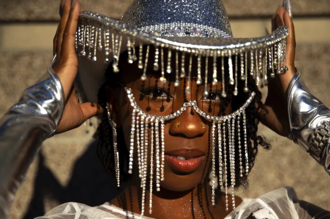 Kieyira Flintroy of Las Vegas poses for a portrait while waiting in line to see Beyonce’s Seattle stop on the Renaissance World Tour on Thursday, September 14, 2023, at Lumen Field in Seattle. KUOW Photo/Megan Farmer