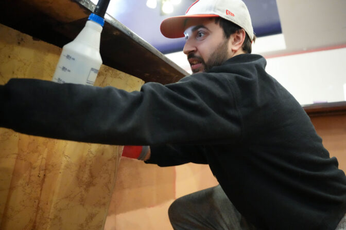 Lancaster City Council member elect, John Hursh volunteers at the new Common Wheel nonprofit bicycle shop that took over the former Lazy K Lounge on Locust Street in Columbia, Saturday, Dec. 16, 2023.