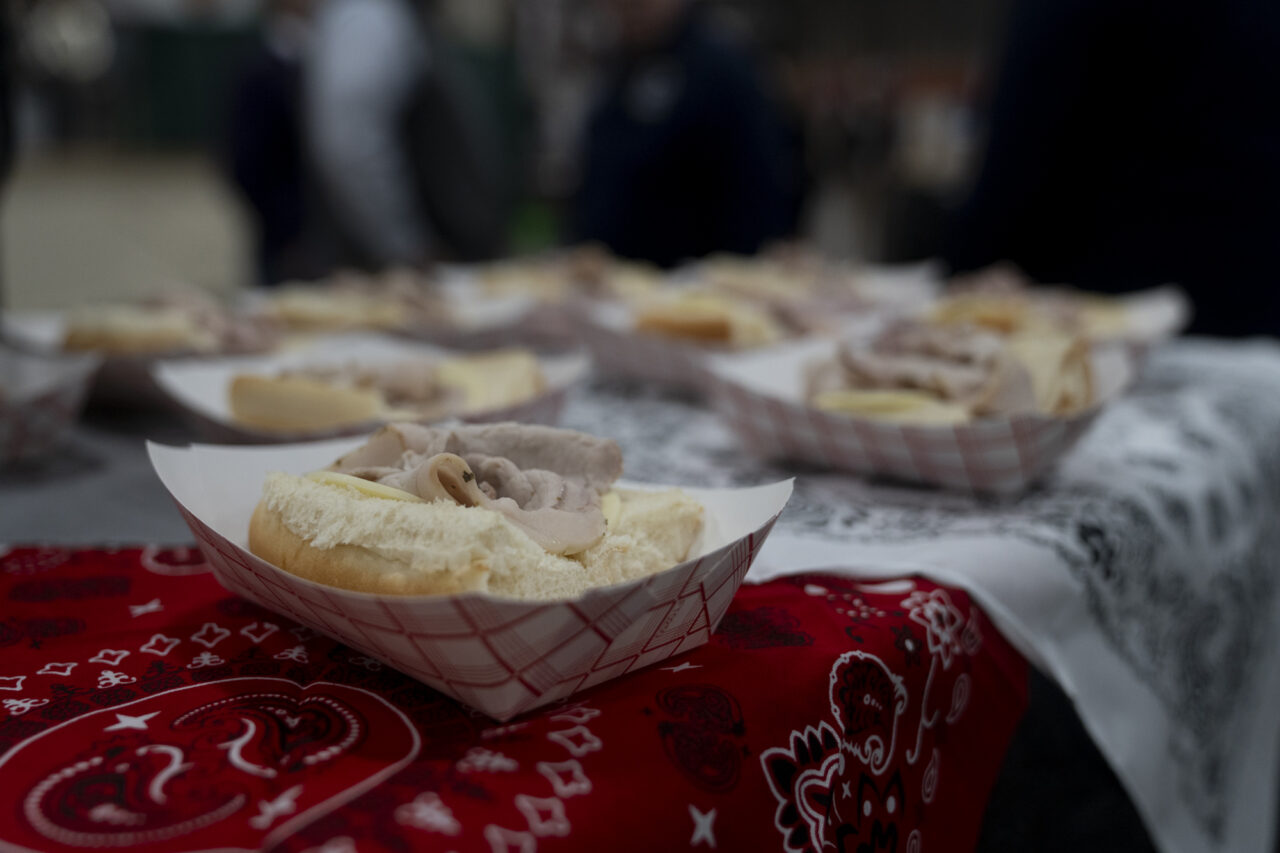 Slow roasted pork with provolone cheese served at the 2024 Pennsylvania Farm Show. Ben Wasserstein- WITF