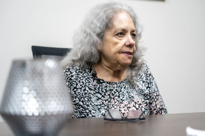 Evelyn Fermin speaks during an interview,  Jan. 18, 2024, in Bethlehem, Penn. President Joe Biden is warning that Donald Trump will be a grave threat to American democracy if he wins re-election, but interviews with Pennsylvania voters again suggest it's not resonating. Fermin's opinion about Trump has been set since Jan. 6, 2021, when the former president’s supporters stormed the U.S. Capitol. But she doesn’t think reminders of that day will be sufficient to persuade voters in November. (AP Photo/Chris Szagola)