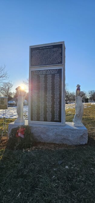 More than 200 names of people buried in York City Cemetery are inscribed on the monument.