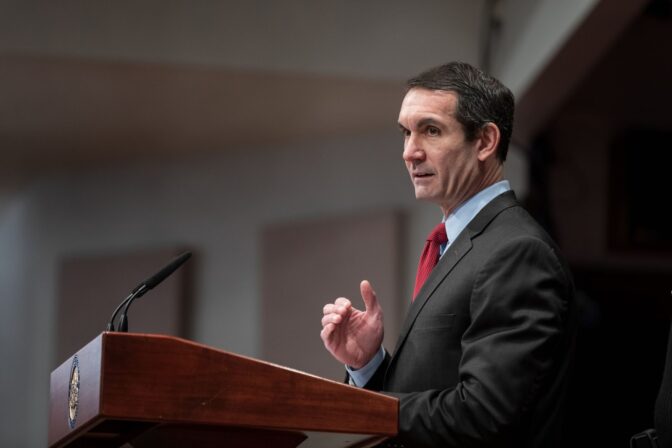 Democratic attorney general candidate Eugene DePasquale seen in the Capitol building in Harrisburg, Pennsylvania.