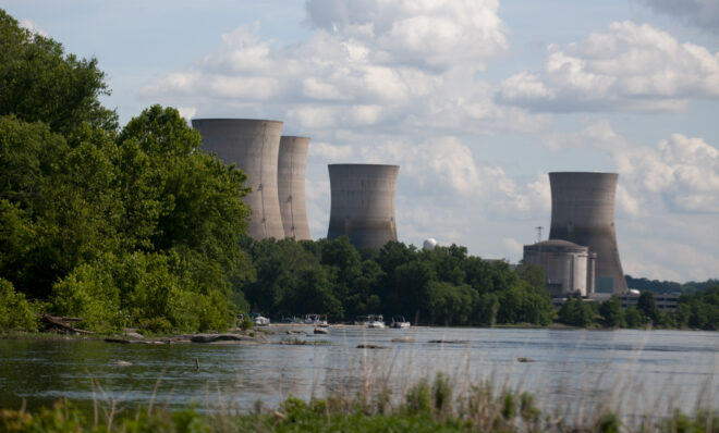 Three Mile Island pictured on June 3, 2024. (Jeremy Long - WITF)