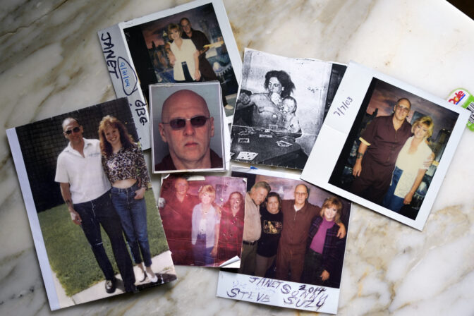 This is a selection of photos of Steve Szarewicz on display in the New Kensington, Pa, home of his sister Suzy Patton on Tuesday, April 30, 2024. (AP Photo/Gene J. Puskar)