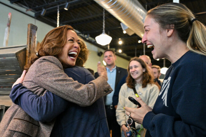 US Vice President and 2024 Democratic presidential candidate Kamala Harris greets people during a campaign stop at Penzeys Spices in Pittsburgh, Pennsylvania, on September 7, 2024. (Photo by Mandel NGAN / AFP) (Photo by MANDEL NGAN/AFP via Getty Images)