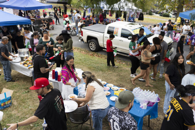 People celebrating Mexican independence day in, Saturday, Sept. 21, 2024, in Reading, PA. (Ryan Collerd for NPR)