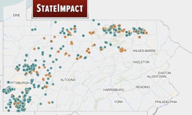 A screenshot of StateImpact's well-tracking app.