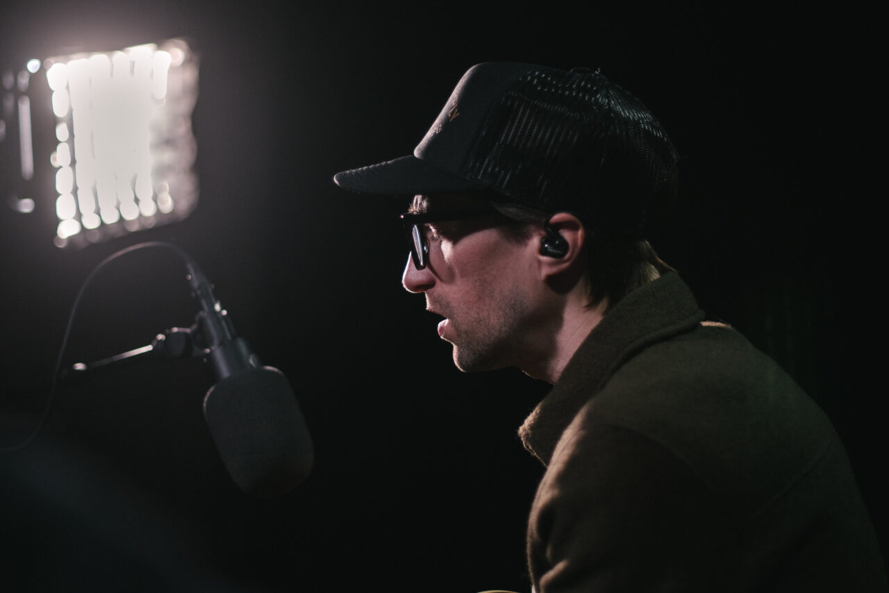 Roland Lewis performing in the studio.