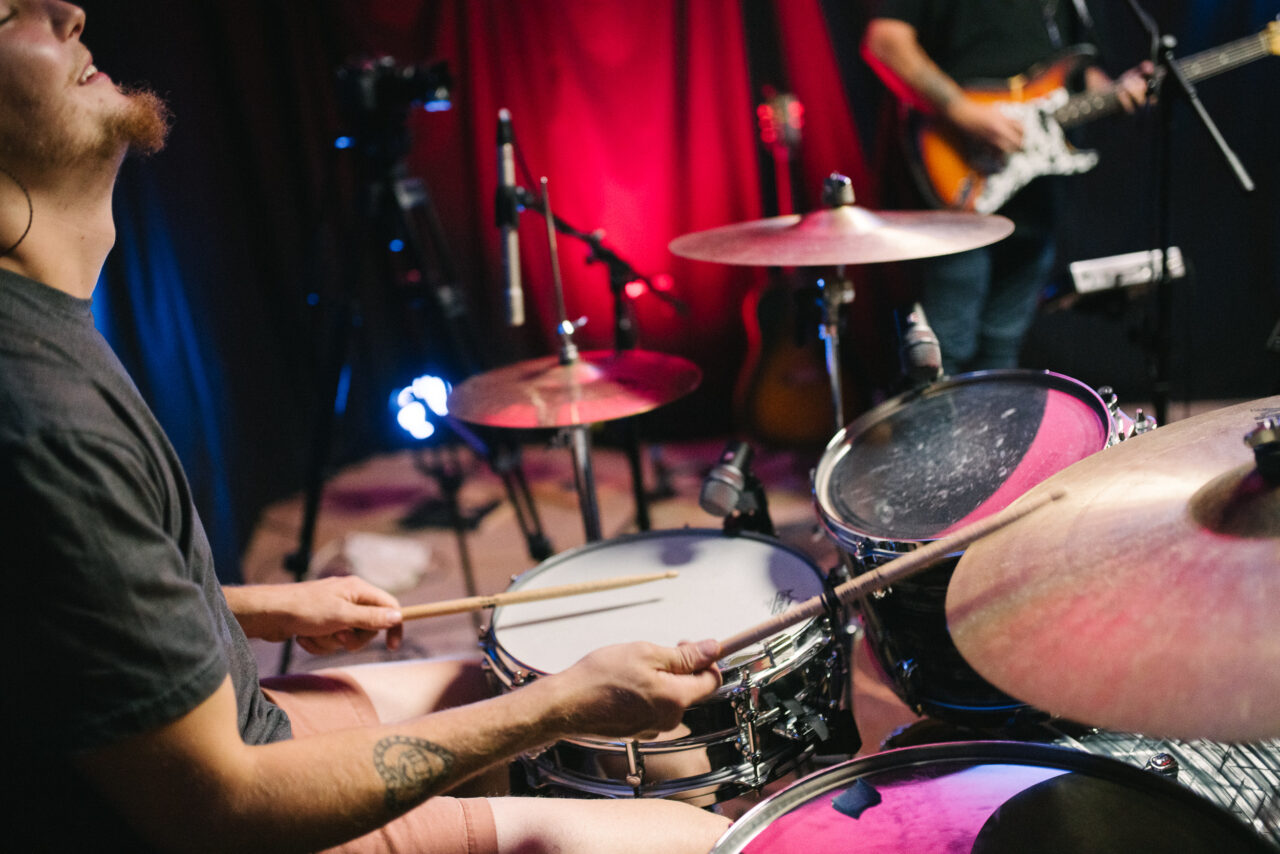 Logan Bedard playing drums