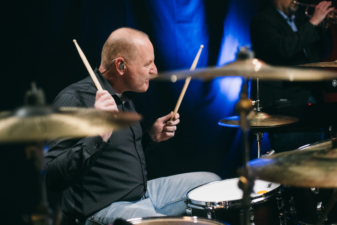 A man playing drums