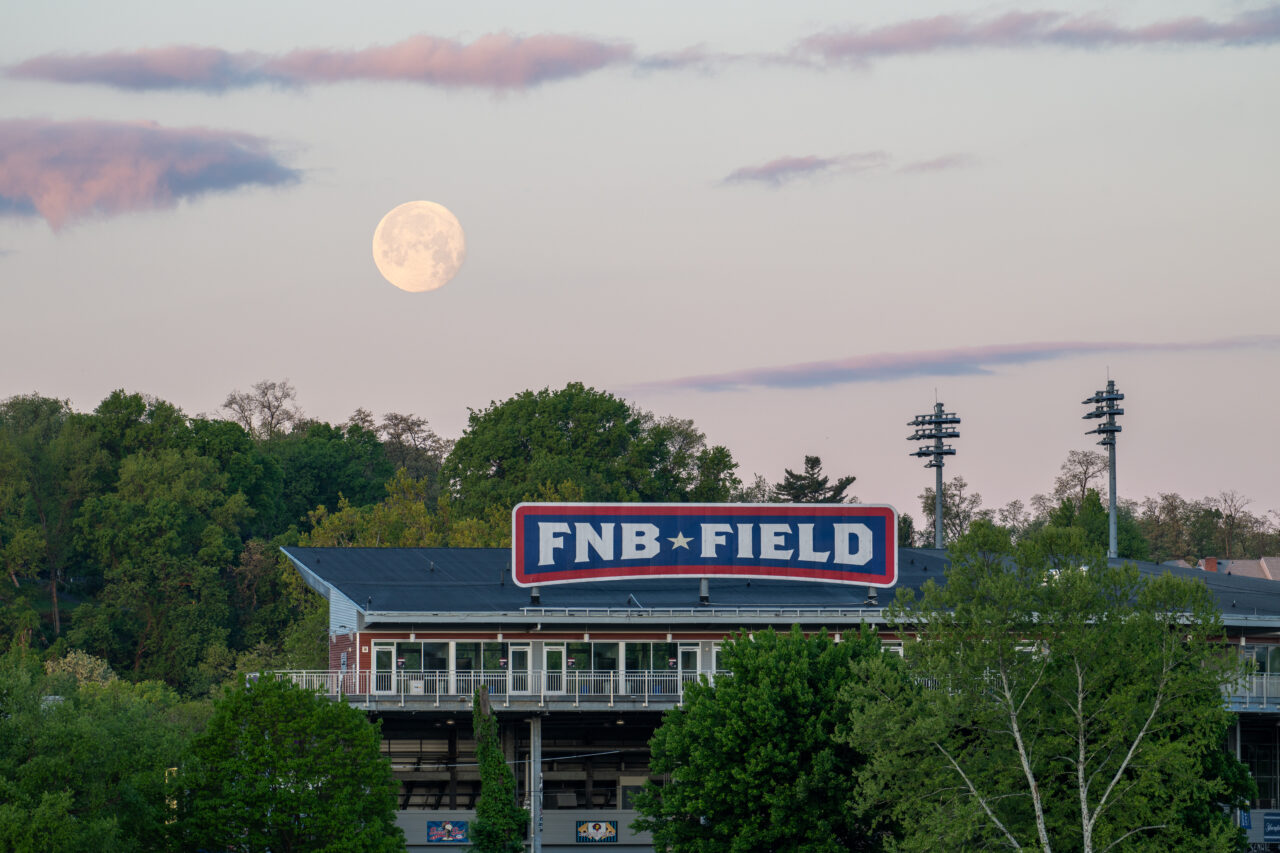 Photo of the moon over FNB Field on City Island, Harrisburg, PA.