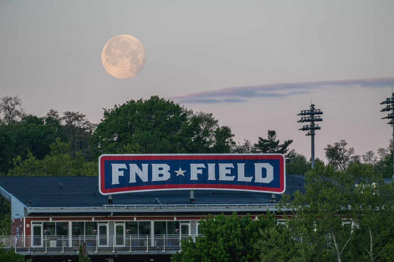 Photo of the moon over FNB Field on City Island, Harrisburg, PA.