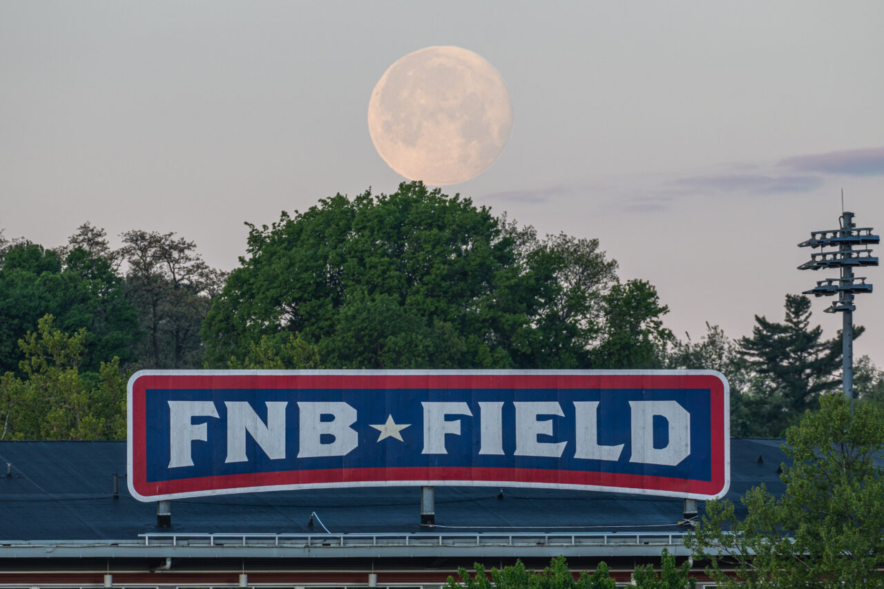 Photo of the moon over FNB Field on City Island, Harrisburg, PA.