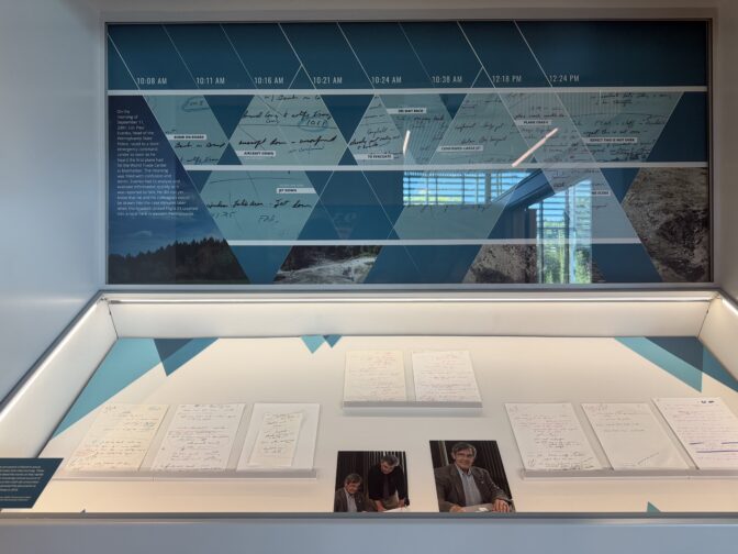 The Pennsylvania State Archives' "Witness to History" exhibit displays notes from Paul Evanko, who led the state trooper emergency response on Sept. 11, 2001.