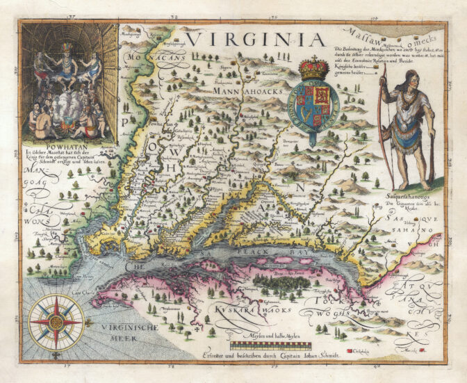 Matthaus Merian the Elder (1593-1650), John Smith Map of Virginia, 1627
