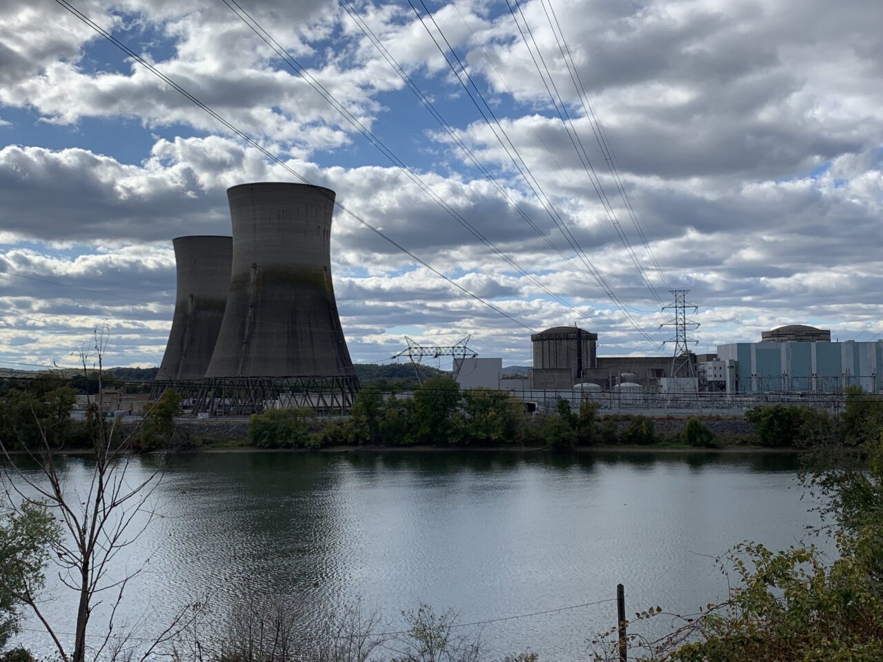 Three Mile Island Unit 2 occupies the southern side of the island, as seen on Oct. 16, 2024.